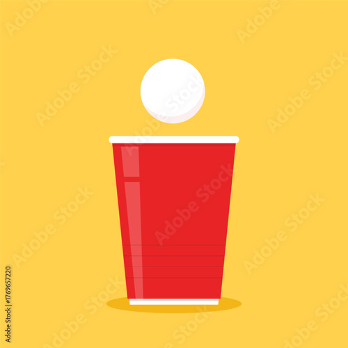 Red beer cup vector. Red plastic cup isolated on white background. Red plastic party cup.