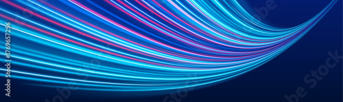 PNG urban highway with dynamic pink and blue neon streaks. Motion blur highlights energy flow, speed, and glowing futuristic night effects. Perfect illustration for technology and city visuals.