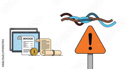 Invoice Complications Warning Sign: Financial Risk Management in Business Transactions with Confusing Agreements and Dodgy Documents, Causing Confusion and Uncertainty for Banking Presentation or Webs