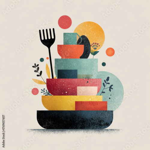 Stacked Idea Generation: Abstract Illustration of Creativity and Design.