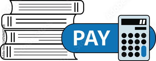 Paying Tuition Fees with Calculator: Calculating Education Expenses for Students & Universities, Managing School Finances & Budgeting.  Modern Finance, Educational Illustration Style Design for Presen