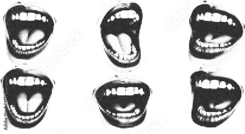 Mouth and Lips Scream Vector – Perfect for Grunge Punk Collages, Y2K Posters, Music Banners, Vintage Art, Retro Illustrations, and Brutalist Design Projects