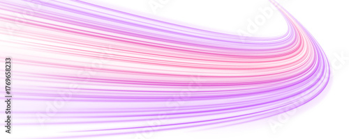 PNG urban expressway with pink, red, and yellow light trails twisting dynamically. Blue neon streaks highlight motion blur and futuristic energy flow. Perfect vector for night speed and technology vis