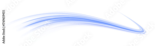 Blue wave curved lines for presentations, illustration of articles and publications on technological trends and innovations, covers of technological magazines. Light arc in blue colors.	