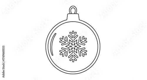 Snowflake Christmas Ornament Outline Festive Winter Holiday Decoration