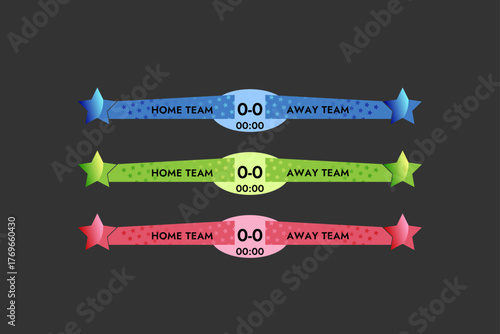 Set of colored sports banners for game score keeping