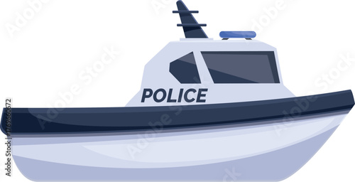 Police patrol boat securing maritime safety, conducting surveillance, and responding to emergencies along the coastline