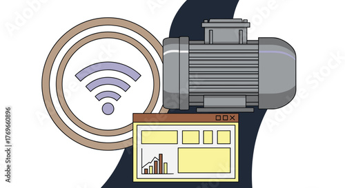 Predictive Maintenance Monitoring System Analyzing Performance Data via Wireless Connectivity in Industrial Internet of Things (IIoT) Setting: Vector Illustration for Modern Technology Applications (2