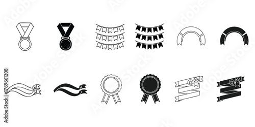 Collection of award and banner icons