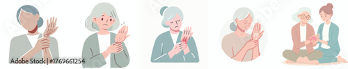 vector of a grandmother with a sprained hand
