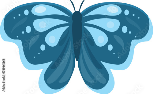 Beautiful blue butterfly with light blue spots and details on its wings, representing nature, beauty, and transformation