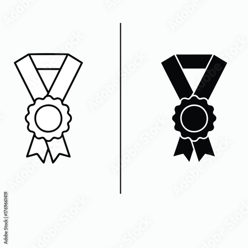 Medal award icon set isolated on white background