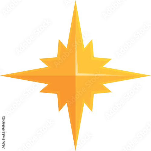 Four pointed golden compass rose radiating light, symbolizing guidance and navigation