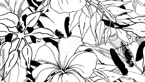 black and white flowers