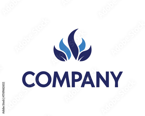 A stylized blue flame or leaf design sits above the word COMPANY in dark blue sans-serif font on a white background.