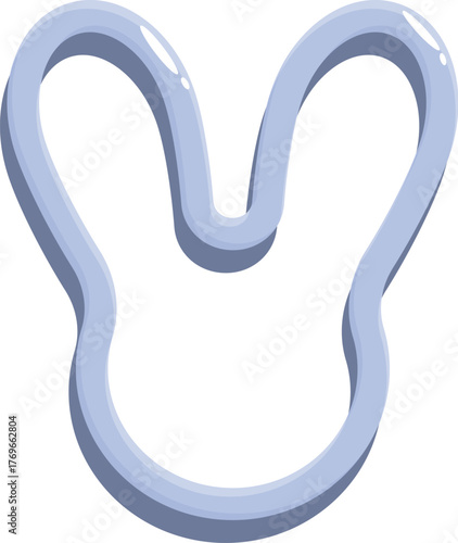 Light blue plastic bunny shaped cookie cutter mold for baking isolated on white background