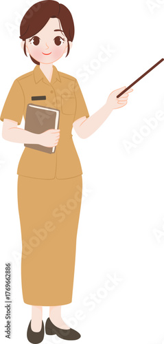 Illustration of a Teacher with a Pointer