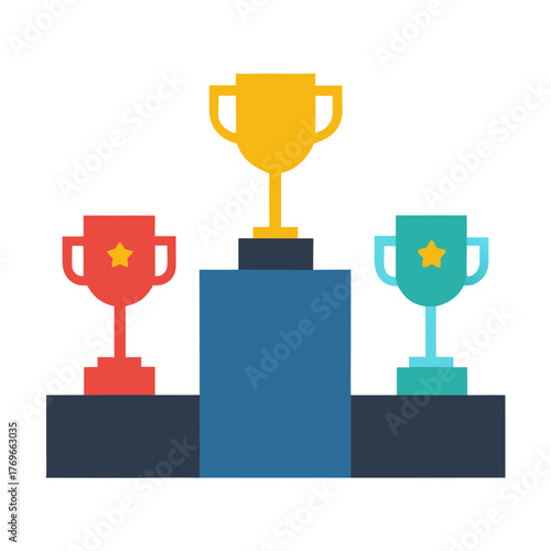 Team Leadership Trophy Winner Success Champion Vector Illustration