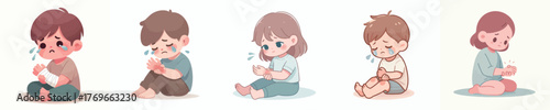 vector of a children with a sprained hand
