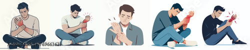 vector of a man with a sprained hand