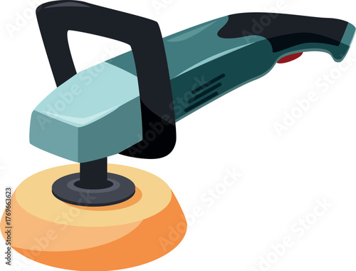 Polishing machine is working with rotating circular pad