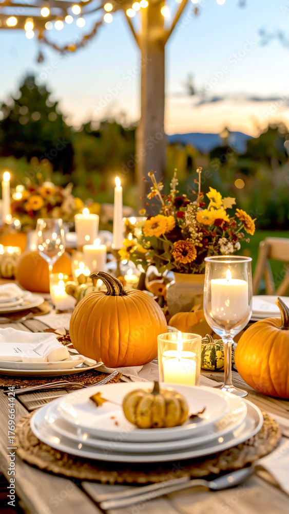 Fototapeta premium Thanksgiving Dinner, draussen