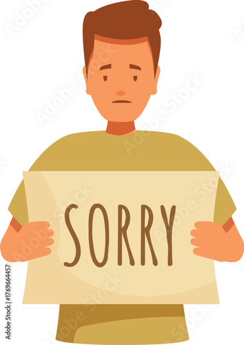 Sad young man showing a sorry sign, apologizing and regretting mistake, expressing remorse and guilt, asking for forgiveness