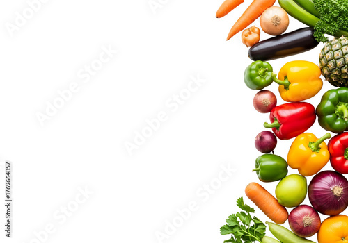 Fresh and Colorful Vegetables on White Background for Healthy Eating.