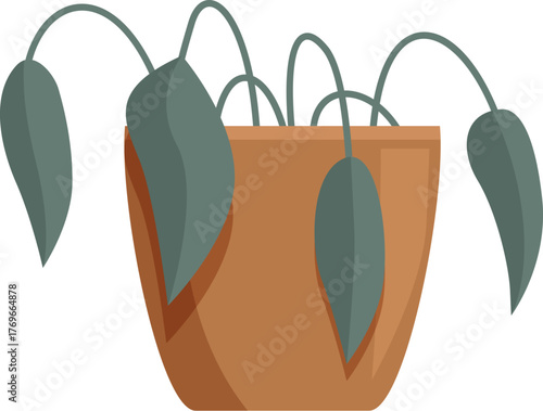 Drooping houseplant represents lack of attention and care, depicting neglect and withering nature