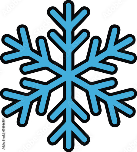 blue snowflake icon vector with rounded square background for winter and weather design