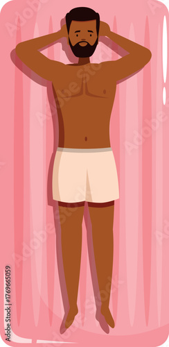 Tourist is sunbathing and enjoying summer vacation, floating on inflatable mattress