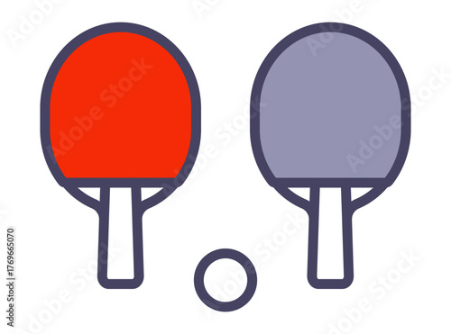 Two table tennis rackets. Color icon. Flat illustration.