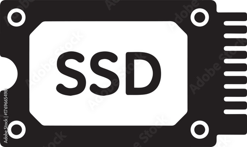 ssd storage drive icon scalable vector artwork monochrome solidstate hardware symbol for web ui and mockups