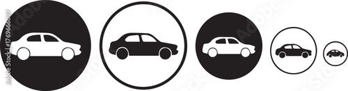 car silhouette scaling sequence icon pack for interfaces and diagrams, editable ai eps with transparent png and jpeg