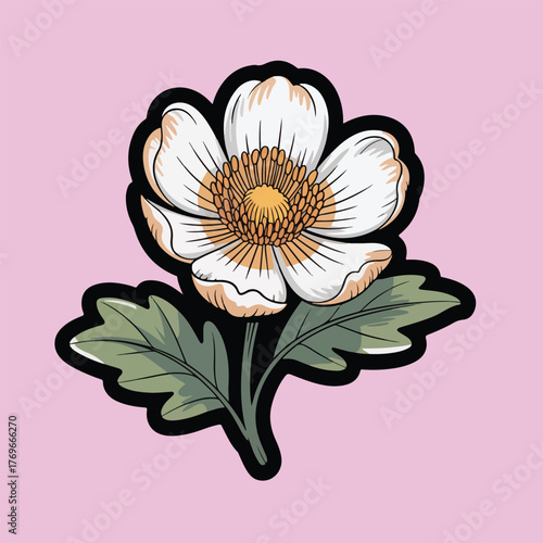 A white colour sticker flower.