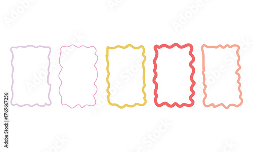 Colorful Hand Drawn Frame Set – Cute Doodle Borders and Decorative Outline Rectangles