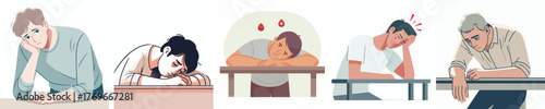 vector of a weak man suffering from anemia
