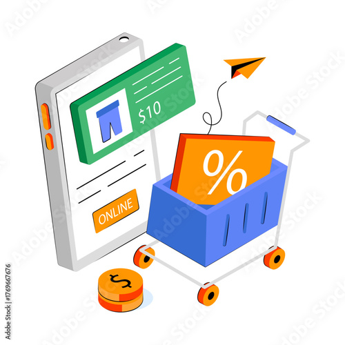 Modern design illustration of buy online 