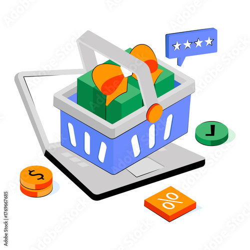 Unique design illustration of online grocery 