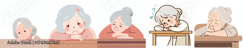 vector of a weak grandmother suffering from anemia
