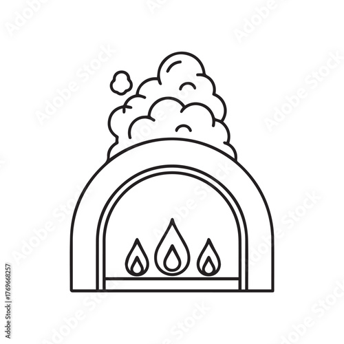 Print  Woodfired oven with flame inside