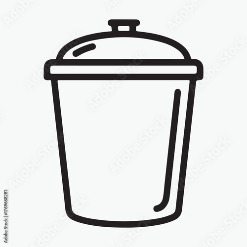 Trash can with lid, concept of waste management, recycling, environmental protection, and cleanliness in public spaces