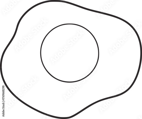 Fried egg outline simple breakfast food vector