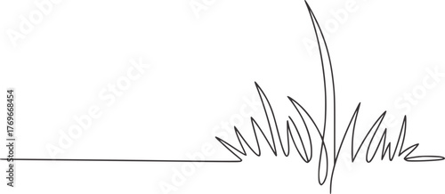 Minimalist black and white line drawing of grass blades vector