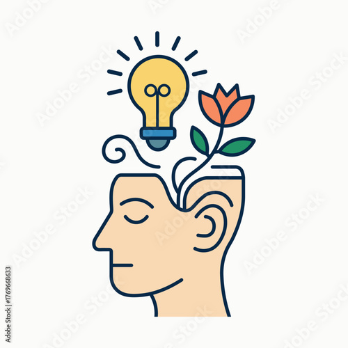 Creative thinking and personal growth concept illustration