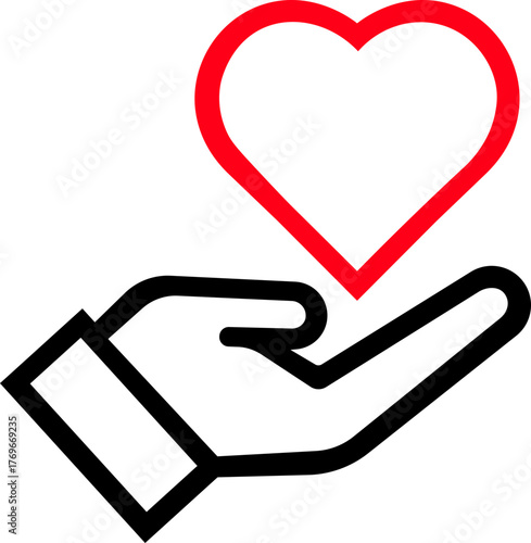 Heart in hands symbols. Heart in hand vector icons. Hands holding heart icon. Vector Illustration !