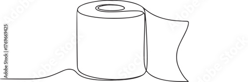 Toilet paper roll continuous line drawing hygiene bathroom