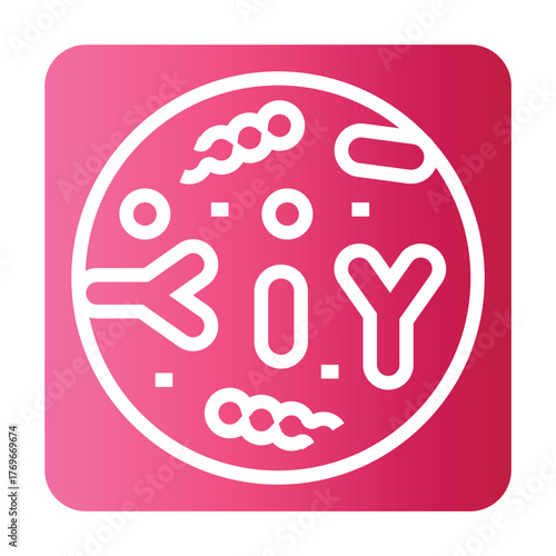 Gut microbiome black line icon for digital and print projects. Microscopic probiotics.