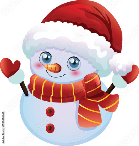 christmas snowman winter with santa hat
