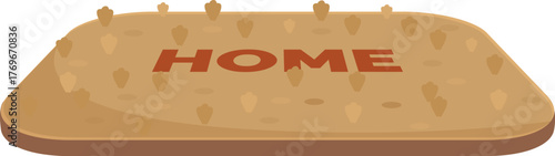 Rectangular doormat with home text and shoe prints showing a welcoming house entrance